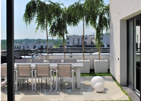 przestronny taras nowoczesny na dachu